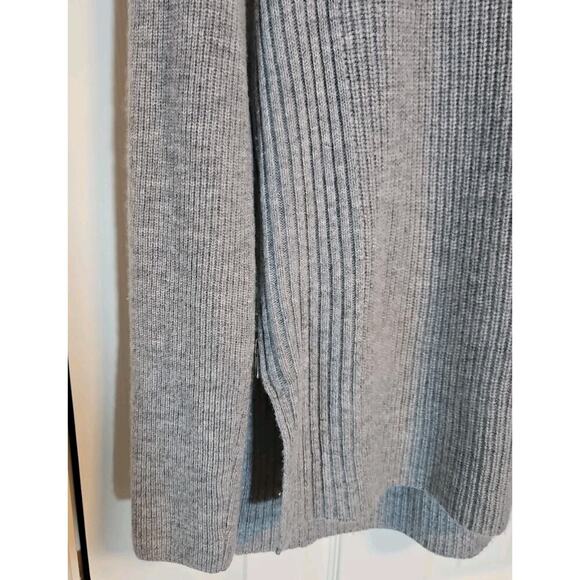 Vince Gray Wool Cashmere Blend Side-Zip Ribbed Turtleneck Sweater Small - Picture 2 of 8